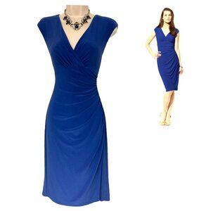 Ralph Lauren‎ Royal Blue Ruched Jersey Dress Size 8 Timeless Classic Summer